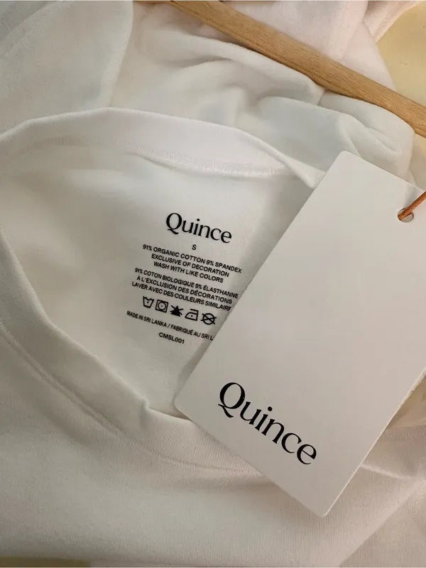 NWT Quince White organic cotton Short-Sleeve Bodysuit Tee Sz small - Image 2