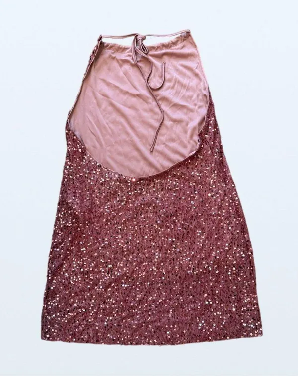 New SHEIN Curve Pink Sequin Halter Dress, Size 1X - Image 2