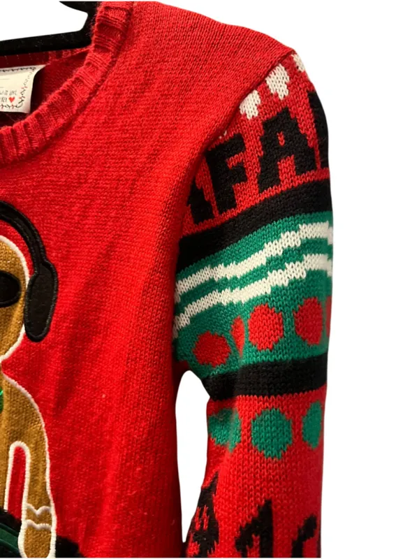 Derek Heart DJ Gingerbread House Music Ugly Christmas Sweater Red Small Womens - Image 6