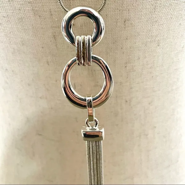 Charter club silver tone tassel chain necklace - Image 3