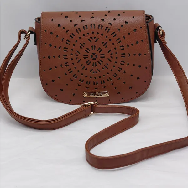 Mudd Womens Brown Shoulder Bag Small Cut Out Boho Festival Western Saddle Bag Purse - Image 4