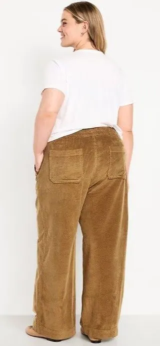 Old Navy High-Waisted Pull-On Corduroy Pants Wide Leg Womens Large Tall LT Brown - Image 10