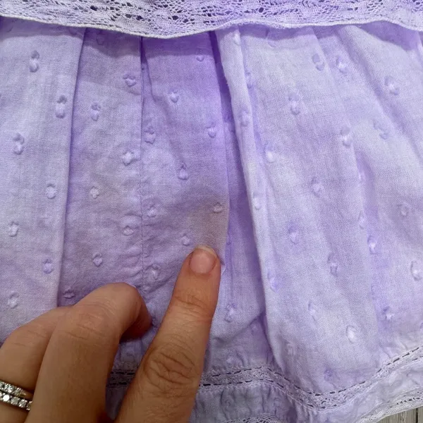 Love Shack Fancy Natasha Heritage mini ruffle dress‎ purple size large pastel - Image 4