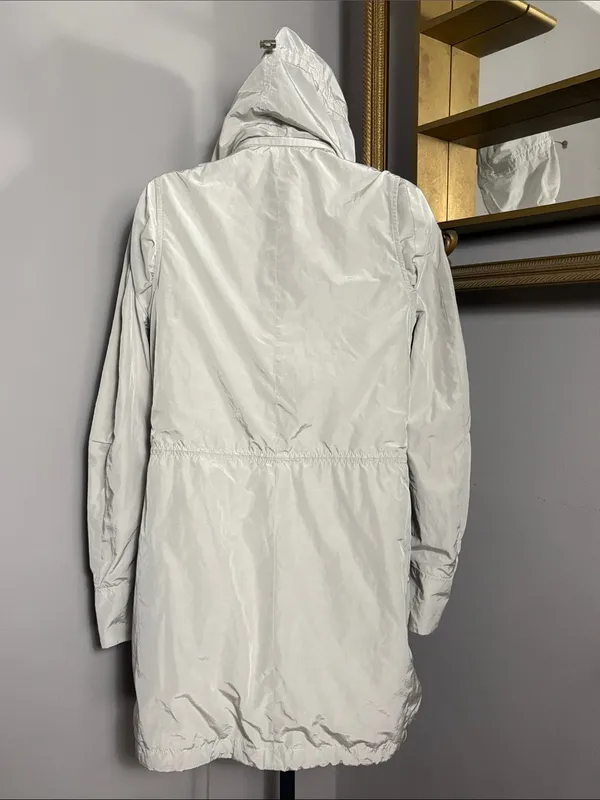 Theory Small Karena Nylon Beige Hooded Coat - Image 2
