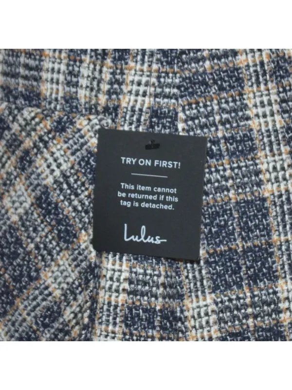 NWT Lulus Posh Arrival Blue Multi Plaid Tweed Mini Dress Size M Academia Preppy - Image 6