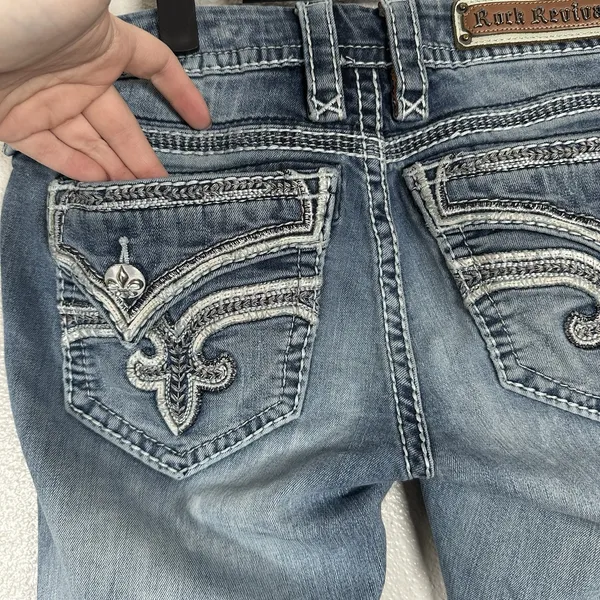 Rock Revival Admeta Boot Jeans Womens 28 Medium Wash‎ Low Rise Contrast Stitch - Image 7