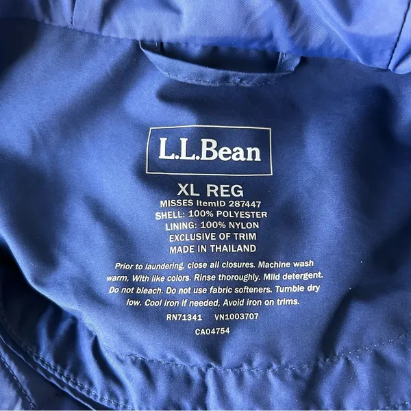 L.L. Bean H2OFF Raincoat PrimaLoft Lined Blue Size XL Windproof Waterproof - Image 15