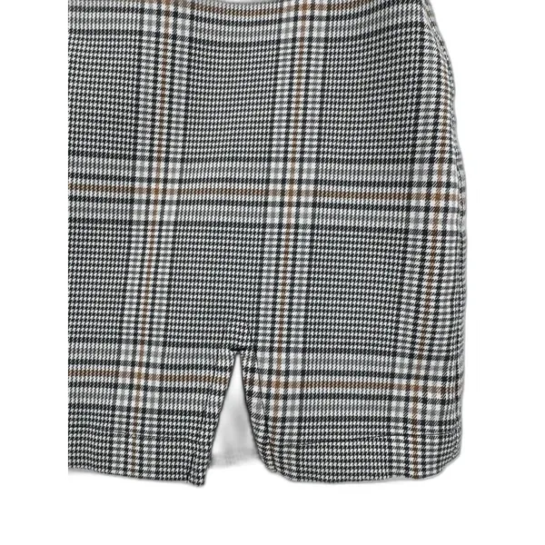 Abercrombie & Fitch White Black Plaid Zip Up Slit A-Line Skirt Mini Skirt Size S - Image 3
