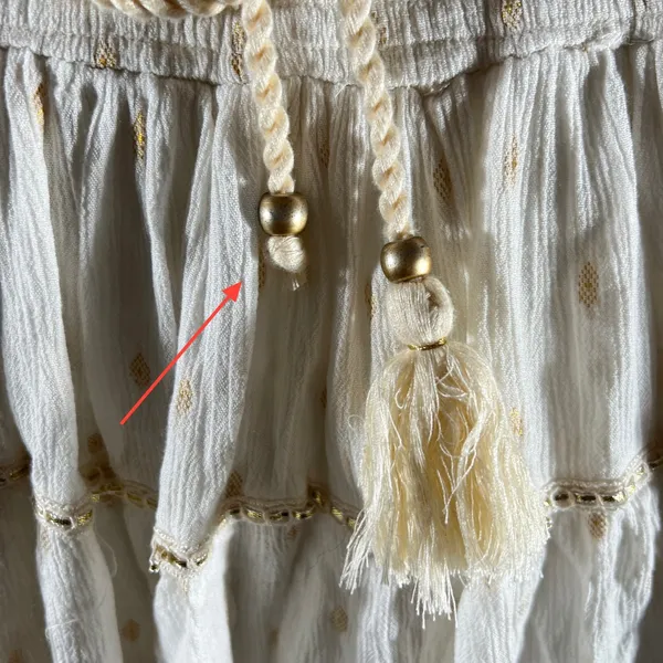 1055 | Boho‎ Madrid Tiered Lace Metallic Embroidered Gauze Mini Skirt Cream OS - Image 3