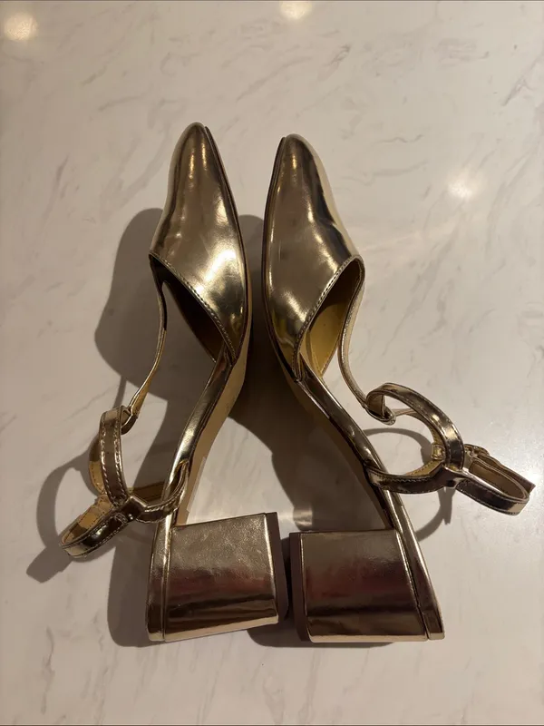 J. Crew Gold Metallic T-Strap Women’s Heels - Image 6