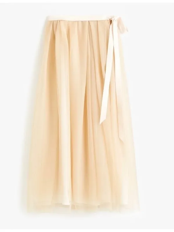 NWT J.Crew Collection Tulle Ball Skirt in Gold Sparkle Ribbon Belted Midi 6 - Image 4