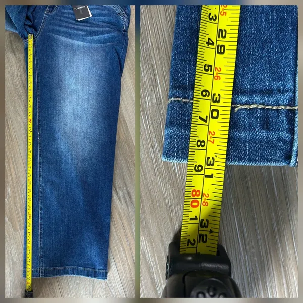 Flamingals Sz 2XL Wide Leg Jeans Mid Waist Baggy Stitch Decor Washed Pants New - Image 10