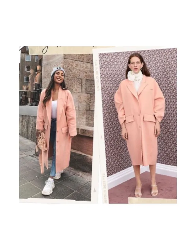 Zara Blush Pink Long Trench Coat - Image 9