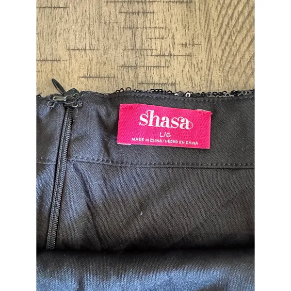 Shasa Black Sequin Mini‎ Skirt - Size Large (L/G) - Sparkly Party Wear - Image 3