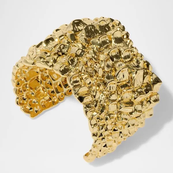 NWOT Alexis Bittar Shiny Gold Sculpted Statement Cuff Bracelet - Image 6