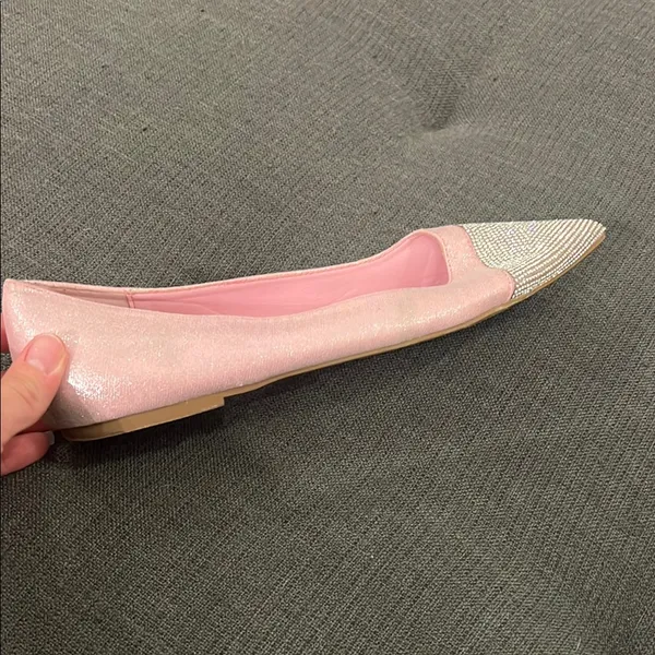 Chic Pink and Silver Flats Elegant Slip-On Shoes - Image 2