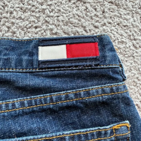 Vintage Tommy Hilfiger Tommy Jeans Women 29x29 Dark Wash Flare Leg Y2K 2002 - Image 7