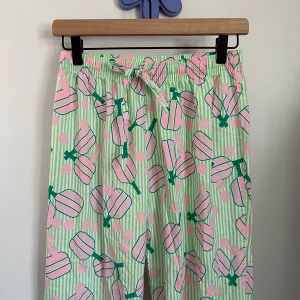 8 Oak Lane Women’s XS/Small Pickleball Pajamas Pink Green Stripe Spring Preppy - Image 3