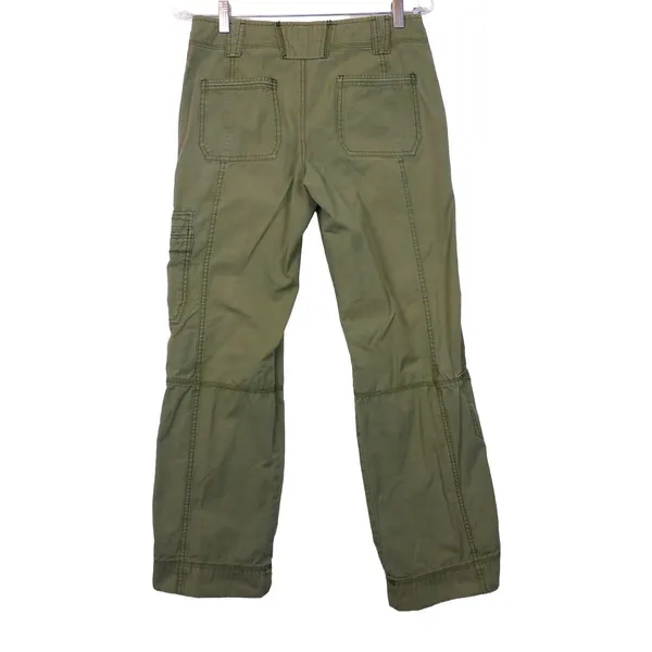 Eddie Bauer Utility Cargo Pants Womens 2 Green Roll Tab Convertible Leg Y2K - Image 2