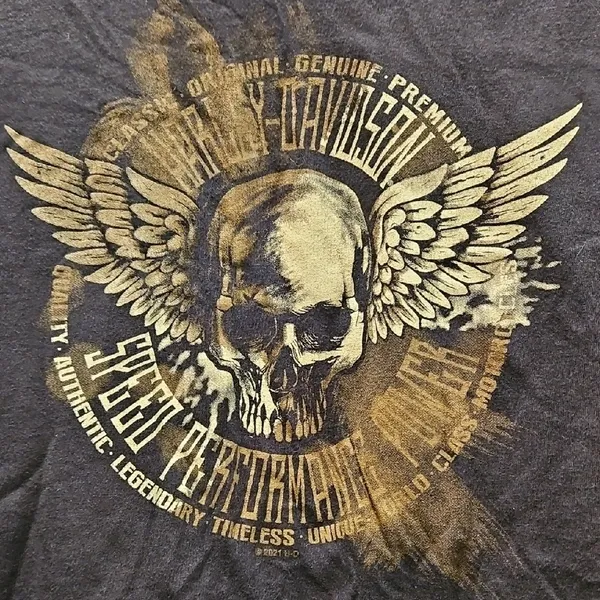 Like New! Harley-Davidson Black Tee with Skull And Wings Design Womens Size M - Image 3