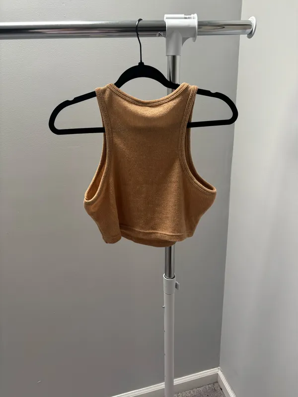 Shein Tan Sleeveless Crop Tank Top Brown Size L - Image 5