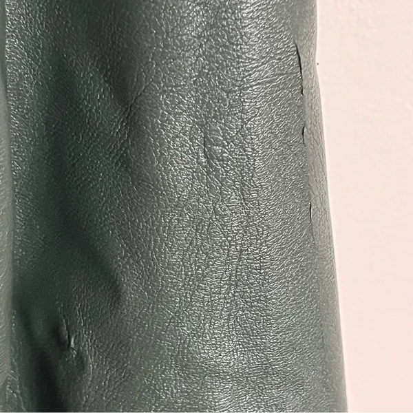 Women's Juniors Harmony & Havoc Faux Leather Jacket Hooded Zipper Size XL Green‎ - Image 7