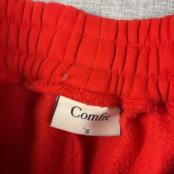 Comfrt Sweatpants Womens Small Red Fleece Jogger Elastic Waist Tapered - Image 6