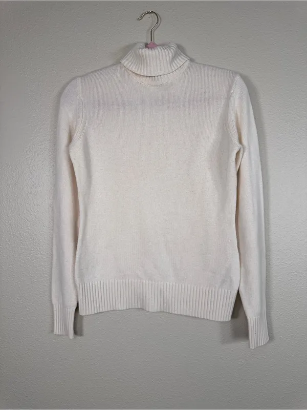 Brooks Brothers Cream Cashmere Blend Turtleneck Sweater Womens S Casual Fall - Image 10