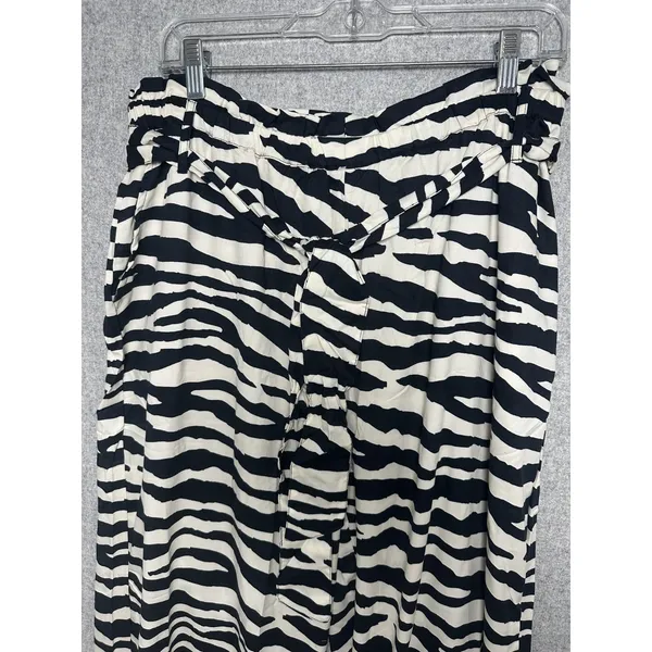 K. Jordan Large‎ Womens Pants Wide Leg Zebra Print Black White Loose Flowy - Image 8