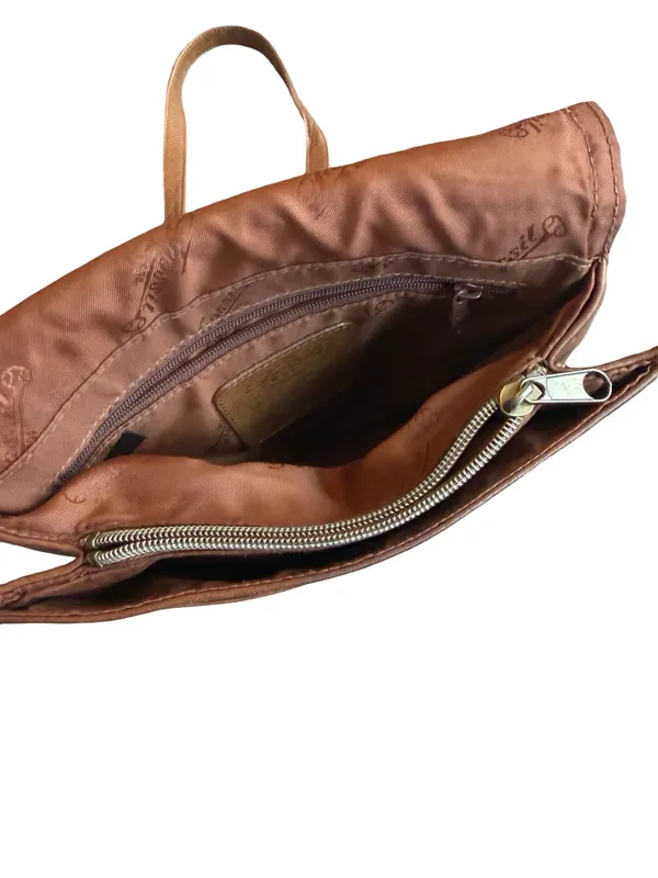 Fossil 75082 Cognac Leather Crossbody Bag Flap Front Purse Snap One Size Women's - Image 9