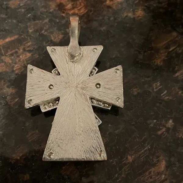 Handmade Rhinestone and beads costume cross pendant - Image 2