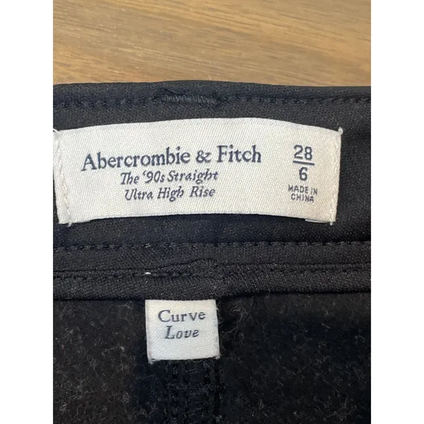Abercrombie & Fitch ’90s Straight Ultra High Rise Faux Leather Pants Sz 6 Black - Image 5