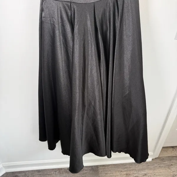 Ivy City‎ Co Audrey Dress Black Satin Midi Wedding Guest Cocktail Elegant Small - Image 4