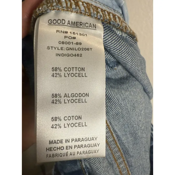 Good American Good 90's Loose Jean Distressed Indigo Size 16 - Image 13