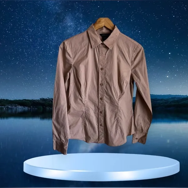 Moda International Women Tan Long Sleeve Blouse M With Bottom 4. % Elastic - Image 6