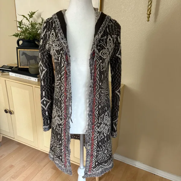 FREE PEOPLE Kai Hooded Bohemian Cardigan Wool Blend Size‎ XS - Image 2