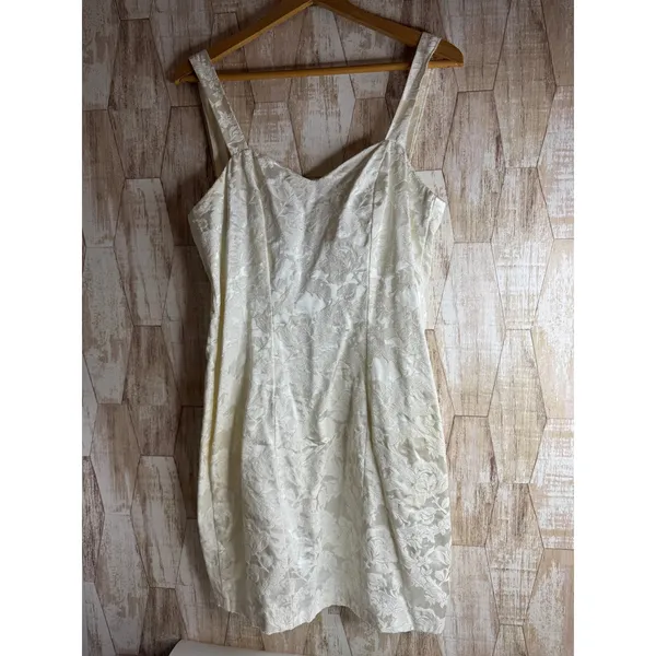 By Choice California Vintage 90s White‎ Floral Brocade Mini Dress Bolero Set 11 - Image 6