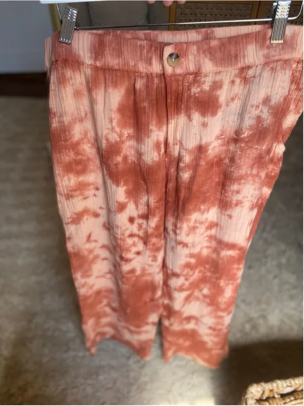 Wonderly Tie Dye Wide Leg Pants Cotton Gauze Boho Coastal Beachy Festival Earthy - Image 4
