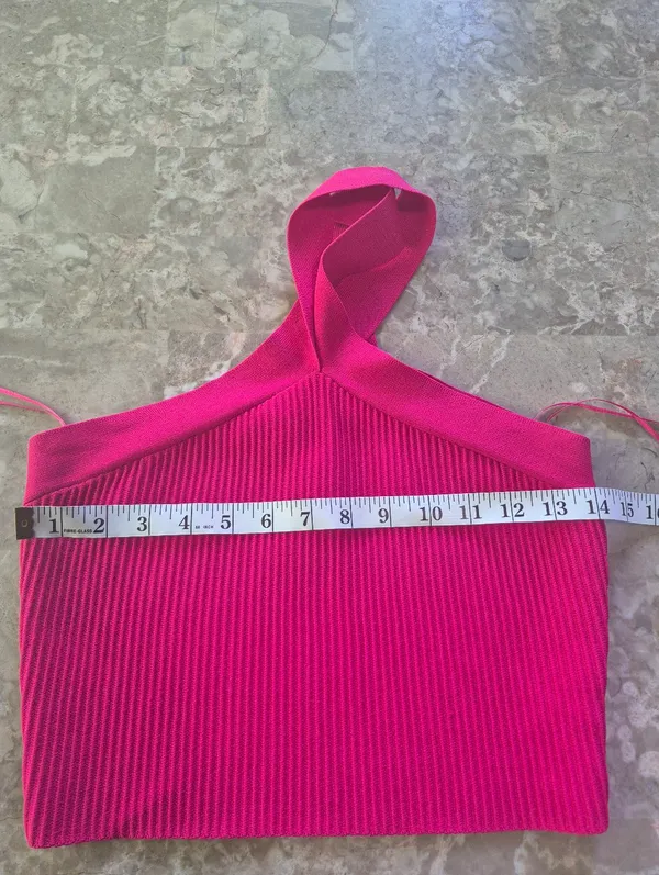 Dreamers By Debut Ribbed Crossback Crop going out summer pink Top Size Large - Image 5