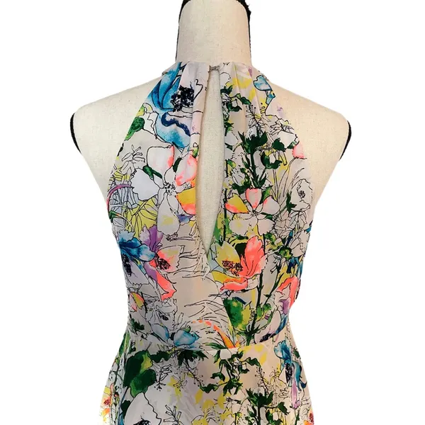 Express Floral High Neck Dress – Watercolor Print, A-Line Fit & Flare, Size 8 - Image 3