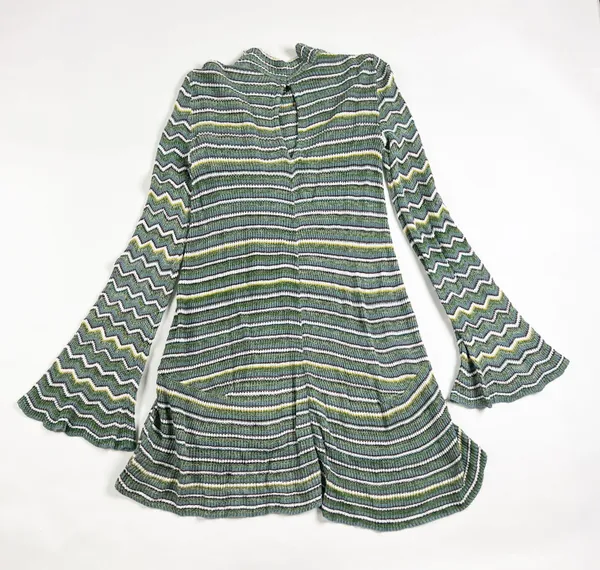 Free People Ziggy Zig Zag Knit Bell Sleeve Tunic Swing Pullover Sweater Dress S - Image 4