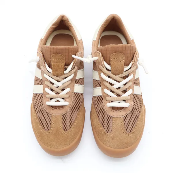 Verdict Women's Tan Mesh Suede Soccer Style Sneakers Size 6 Gum Sole - Image 2