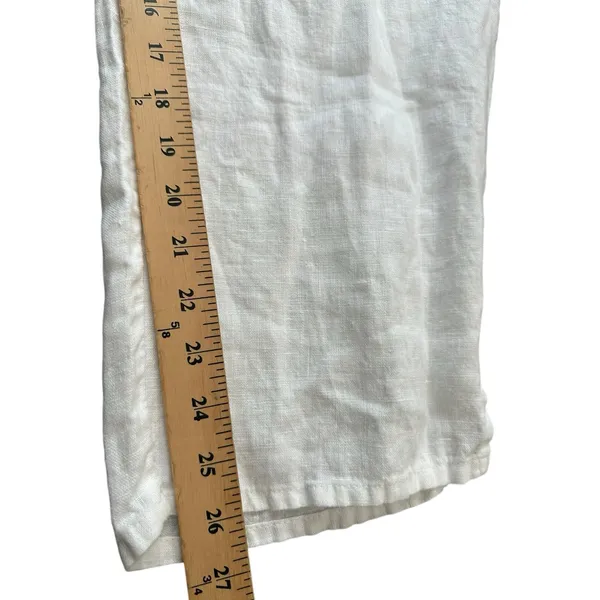 FLAX Pants Women's Medium 100% Linen Pant Wide Leg Pockets Elastic‎ White #J10-7 - Image 9