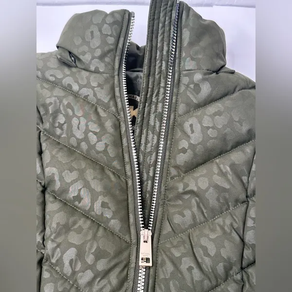 Michael‎ Kors Women's Quilted Trim Puffer Vest Size XS Green Cheetah No Hood - Image 16