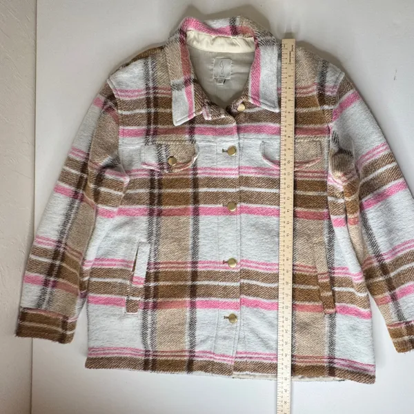 Joie Plaid Button Front Shacket Size‎ Large Wool Blend Fall Streetwear Trendy - Image 9