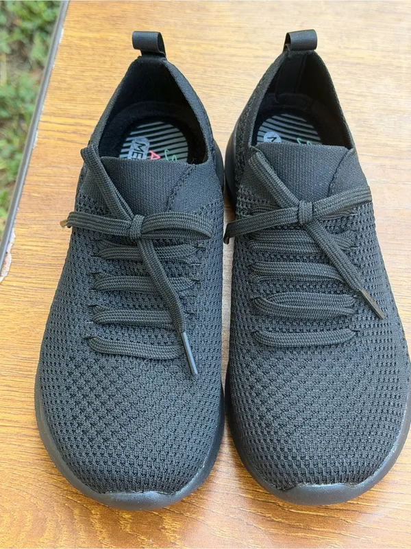 Skechers Stretch Fit Air-Cooled Memory Foam Sneakers Women’s 6 Black Knit - Image 6