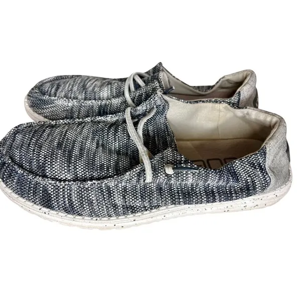 Hey Dude Shoes Womens Sz 11 Wendy Sox Gray Slip On Mocs Sneakers Fabric Flats - Image 5