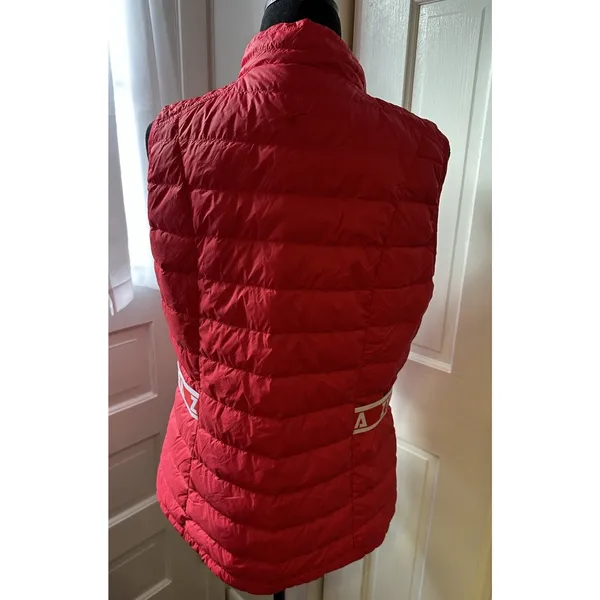 ZYIA Active Alpine Down Puffer Vest Women’s Large Red Quilted Logo Waistband EUC - Image 2