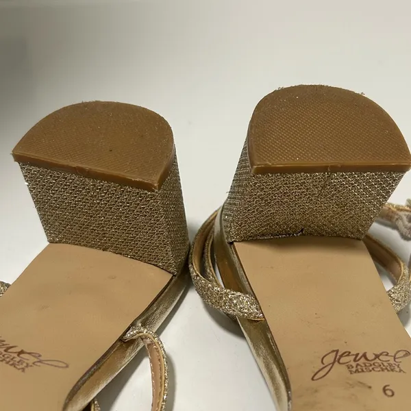 Jewel Badgley Mischka Danni II Block Heel Sandals Gold Silver Size 6 - Image 12