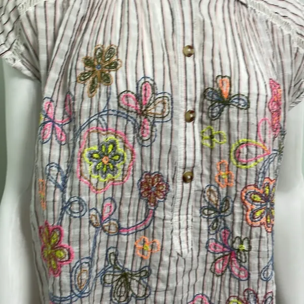 ANTHROPOLOGIE Pilcro Serena Surf Henley Linen Blend Blouse Size XS - Image 6